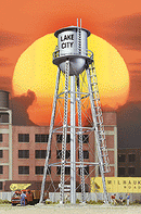 Walthers Cornerstone 933-2826 City Water Tower - Built-ups -- Assembled - Silver - 3-3/4 x 3-3/4 x 11" 9.3 x 9.3 x 27.5cm, HO Scale