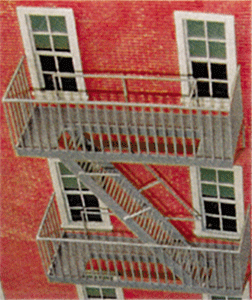 Tichy Train Group 2044 Classic Fire Escape - Kit (Plastic) -- For Use w/up to 14 Scale Foot Floor Spacing pkg(6), O Scale