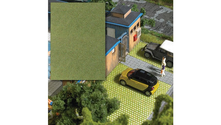 Busch Gmbh & Co Kg 7431 Cobblestone Panel w/Grass Openings -- 7-7/8 x 5-11/16" 20 x 14.5cm Sheet, HO Scale