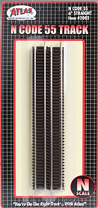 Atlas ATL2002 Code 55 Straight Track - Nickel-Silver Rail, Brown Ties -- 6" 15.2cm pkg(6), N Scale