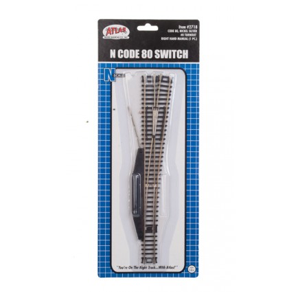 Atlas ATL2718 Code 80 No. 8 Manual Turnout (Switch) - Standard Line -- Right Hand, N Scale