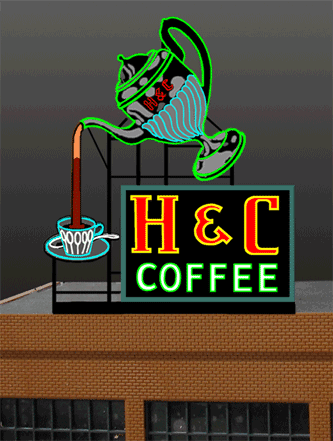 Miller Engineering Animation 7881 H&C Coffee Sign, Large