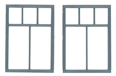 San Juan Details (formerly Grandt Line) 3770 Commercial Windows -- 5-Pane, Scale 56 x 82"  142 x 208cm pkg(2), O Scale