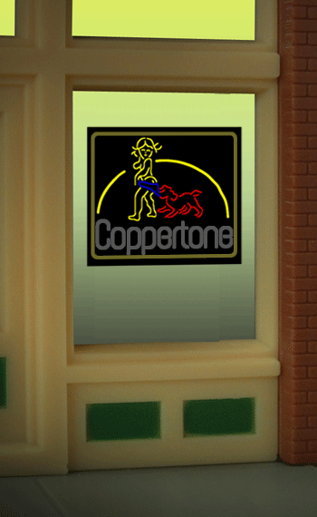 Miller Engineering Animation 8830 Coppertone Window Sign Suitable for HO/O scales
