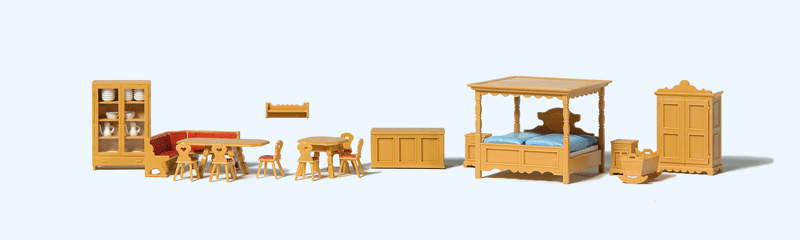 Preiser Kg 17710 Country House Furniture Set -- Assembled, HO Scale
