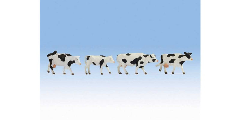 Noch Gmbh & Co 17900 Cows -- White and Black pkg(4), O Scale