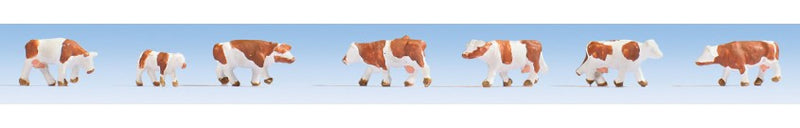 Noch Gmbh & Co 44251 Cows -- Brown, White pkg(7), Z Scale