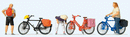Preiser Kg 10659 Cyclists' Short Break w/Bikes -- pkg(3), HO Scale