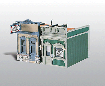 Woodland Scenics D224 Doctor's Office & Shoe Repair - Scenic Details(R) -- Metal Kit - 3 x 2-1/8" 7.6 x 5.4cm, HO Scale