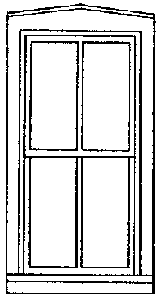 San Juan Details (formerly Grandt Line) 3720 Double-Hung Windows -- Four-Pane, Scale 33 x 65"  83.8 x 165cm pkg(4), O Scale