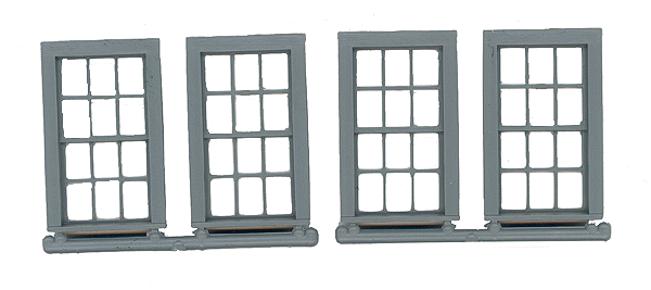 San Juan Details (formerly Grandt Line) 3762 Double-Hung Windows -- 6-Over-6 - Scale 30 x 56"  76.2 x 142cm pkg(4), O Scale