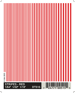 Woodland Scenics WOO515 Dry Transfer Alphabet & Number Sets -- Stripes - Red 1/64, 1/32 & 1/16", All Scales