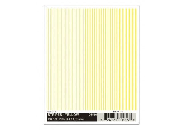 Woodland Scenics WOO516 Dry Transfer Alphabet & Number Sets -- Stripes (yellow) 1/64, 1/32 & 1/16", All Scales