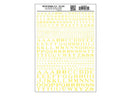 Woodland Scenics WOO705 Dry Transfer Alphabet - Railroad Roman - 1/16, 3/32, 1/8, 3/16, 1/4 & 5/16" -- Yellow, All Scales