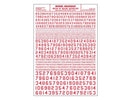 Woodland Scenics WOO748 Dry Transfer Numbers Only - 45 Degree USA Gothic (Military Style) -- Red, All Scales
