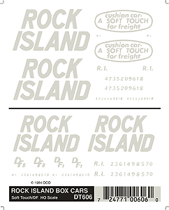 Woodland Scenics WOO606 Dry Transfer Railroad Lettering Sets -- Rock Island Box Cars w/Soft Touch & Damage Free (DF) Logos, HO Scale