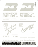 Woodland Scenics WOO607 Dry Transfer Railroad Lettering Sets -- BN & CB&Q Box Cars "Way of the Zephyrs", "Everywhere West" Slogans, HO Scale