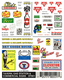 Woodland Scenics WOO551 Dry Transfer Signs -- Tavern, Gas STation & Commercial, HO Scale