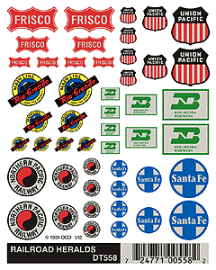 Woodland Scenics WOO558 Dry Transfer Signs -- Railroad Heralds, HO Scale