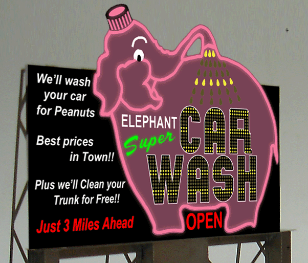 Miller 8381 Elephant Car Wash Billboard, Large
