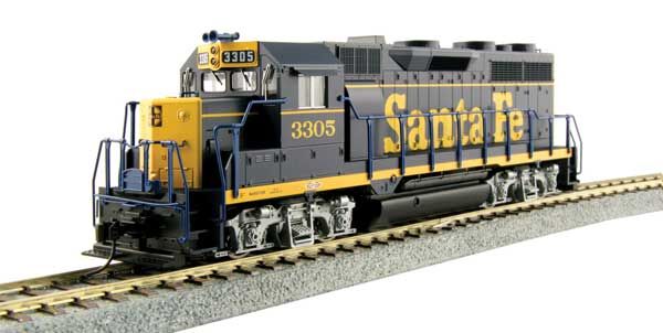 Kato 3730222 EMD GP35 Phase Ia with Installed Details - Standard DC -- Santa Fe 3305 (Dress blue, yellow pinstripe), HO Scale
