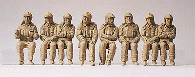 Preiser Kg 10483 Emergency - Modern German Firefighters - Unpainted Figure Set -- Seated Driver & Crew pkg(8), HO Scale