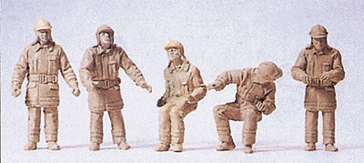 Preiser Kg 10487 Emergency - Modern German Firefighters - Unpainted Figure Set -- Engineers/Pump Operators at the Engine pkg(5), HO Scale