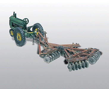 Woodland Scenics D207 Disc & Tractor (1938-1946) (UNPAINTED METAL KIT) HO Scale Kit, HO Scale