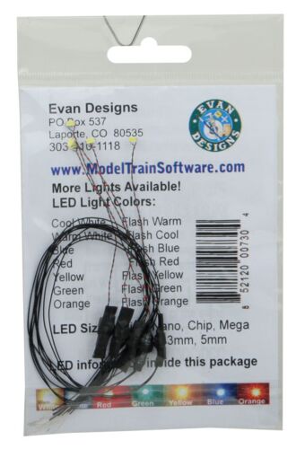 Evan Designs UC1FF Fast-Flashing Chip LED -- Cool White w/8" 20.3cm Wire Leads - 7-19V AC or DC pkg(5)