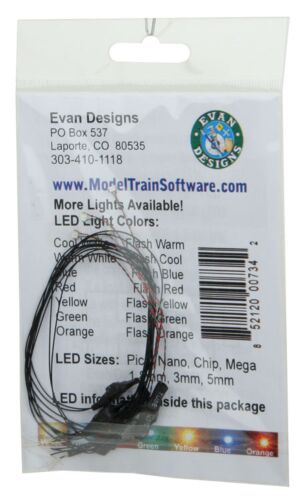 Evan Designs UC5FF Fast-Flashing Chip LED -- Green w/8" 20.3cm Wire Leads - 7-19V AC or DC pkg(5)