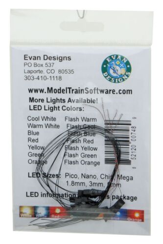 Evan Designs UP5FF Fast-Flashing Pico Chip LED -- Green w/8" 20.3cm Wire Leads - 7-19V AC or DC pkg(5)