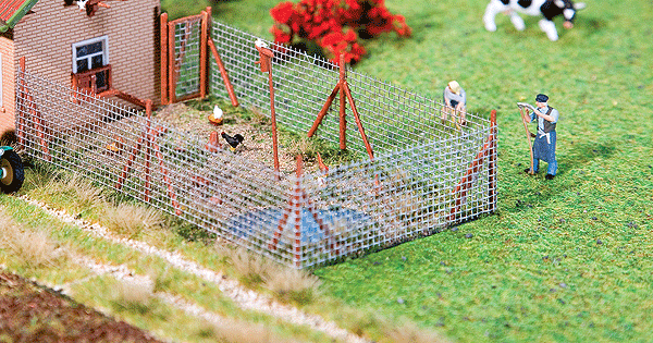 Faller Gmbh 180414 Fence -- Wire Mesh Fence w/Wood Poles 13-1/4" 34cm - Kit, HO Scale