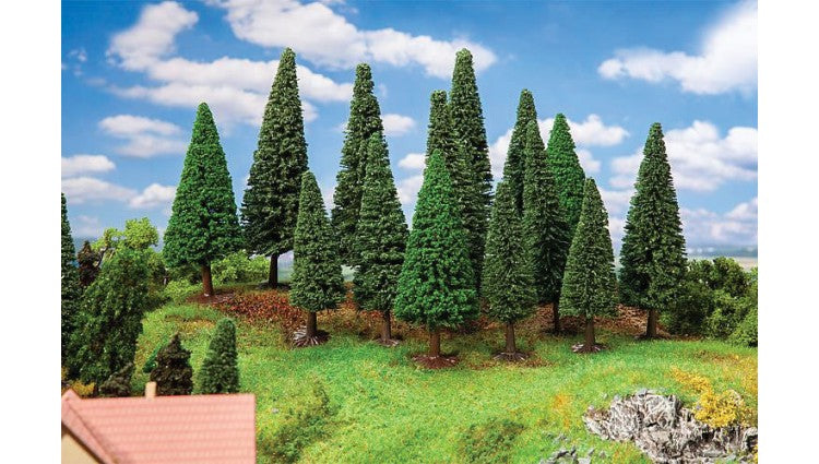 Faller Gmbh 181542 Fir Trees -- 3-5/8" 9cm to 5-7/8" 15cm Tall pkg(15), All Scales