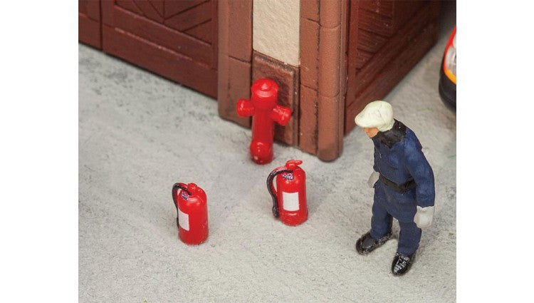 Faller Gmbh 180950 Fire Extinguishers & Hydrants -- 6 Extinguishers, 2 Hydrants, HO Scale