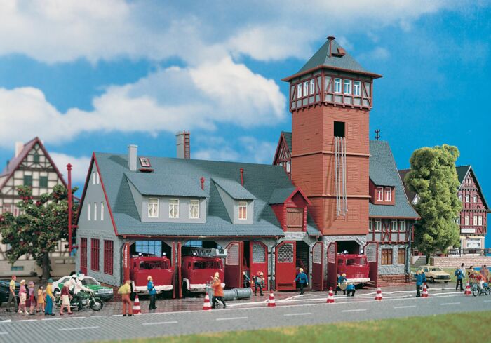 Vollmer Gmbh 43767 Fire Station -- 11-7/16 x 4-3/4"   29 x 12cm, HO