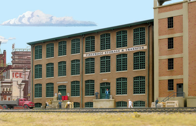 Walthers Cornerstone 933-3189 Fireproof Storage and Transfer Background Building -- Kit - 12-7/8 x 1-3/8 x 7" 32.7 x 3.5 x 17.8cm, HO Scale