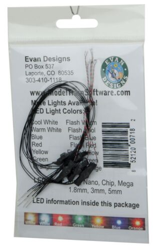 Evan Designs UN3F Flashing Nano Chip LED -- Red w/8" 20.3cm Wire Leads - 7-19V AC or DC pkg(5)
