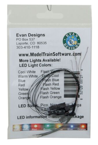 Evan Designs UP5F Flashing Pico Chip LED -- Green w/8" 20.3cm Wire Leads - 7-19V AC or DC pkg(5)
