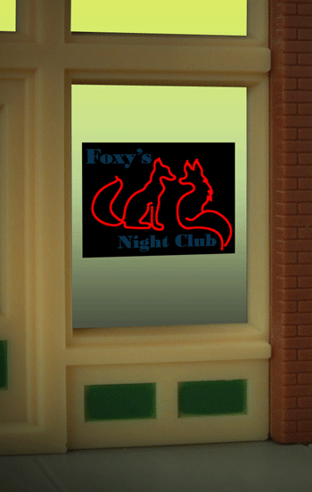 Miller Engineering Animation 9010 Foxy's Window Sign, HO and N Scales