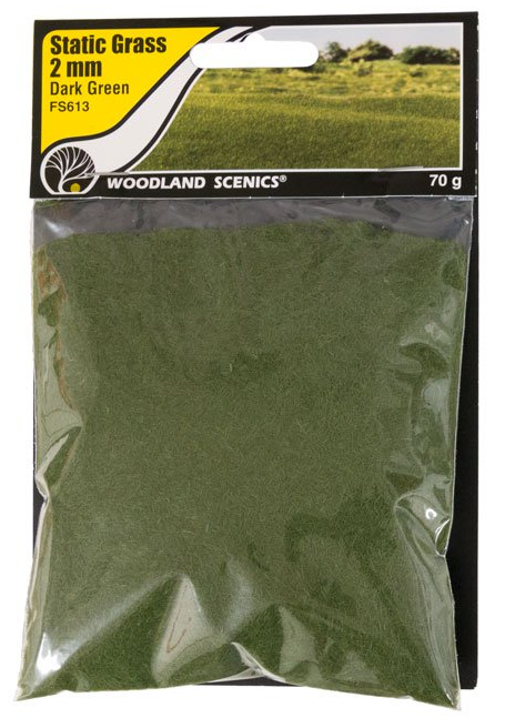 Woodland Scenics FS613 Static Grass, Dark Green (2mm)