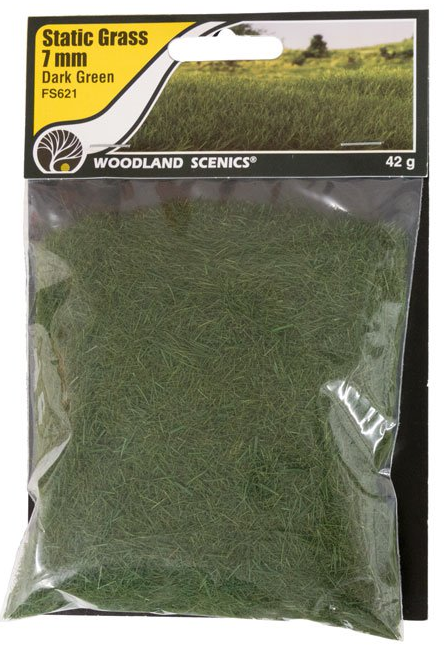 Woodland Scenics FS621 Static Grass Dark Green 7mm