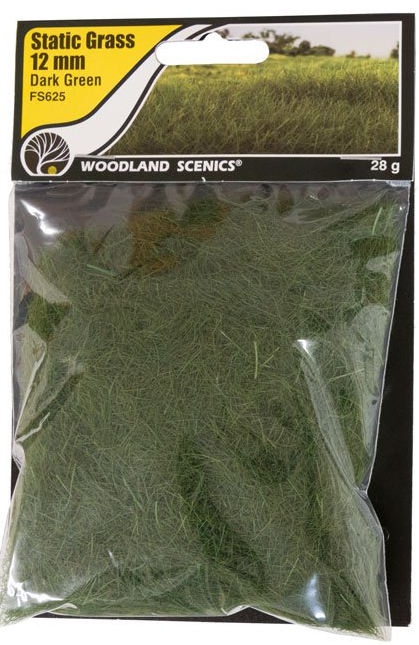 Woodland Scenics FS625 Static Grass Dark Green 12mm