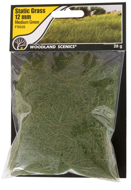 Woodland Scenics FS626 Static Grass Medium Green 12mm