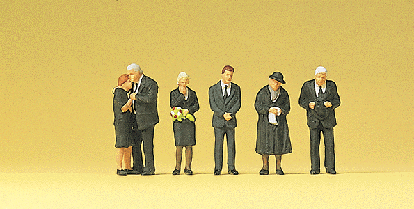 Preiser Kg 10521 Funeral Attendees -- pkg(6), HO Scale