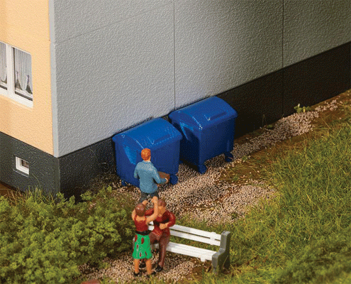 Faller Gmbh 180914 Garbage Bins -- Blue pkg(2), HO Scale