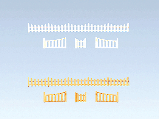 Faller Gmbh 272406 Garden Fence with Gate, Era I -- 21-3/8" 54.3cm Total Length, N Scale