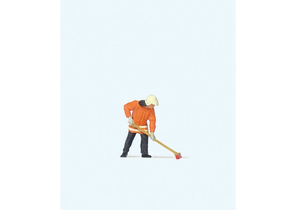 Preiser Kg 28198 German Fireman Sweeping, HO Scale