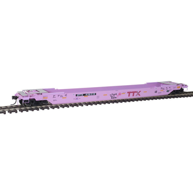 Atlas 20005993 Gunderson 48' All-Purpose Well Car - Ready to Run -- TTX 456310 (pink, On Track for a Cure Slogan), HO Scale