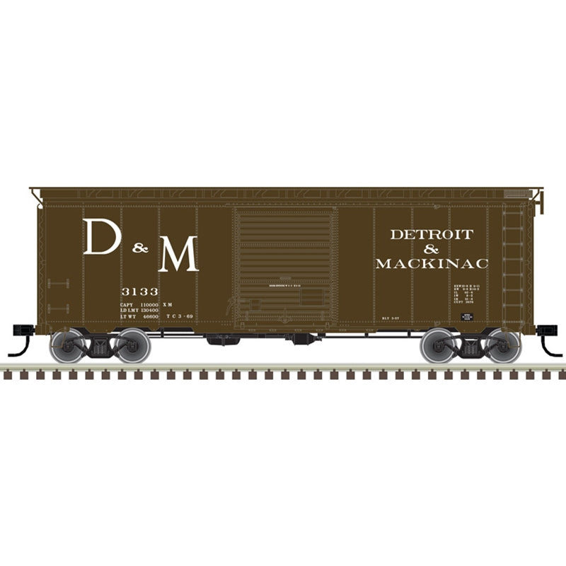 Atlas 20006815 HO 40' Postwar Box Car w/ 8' Door Detroit and Mackinac 3113 (Brown/White)