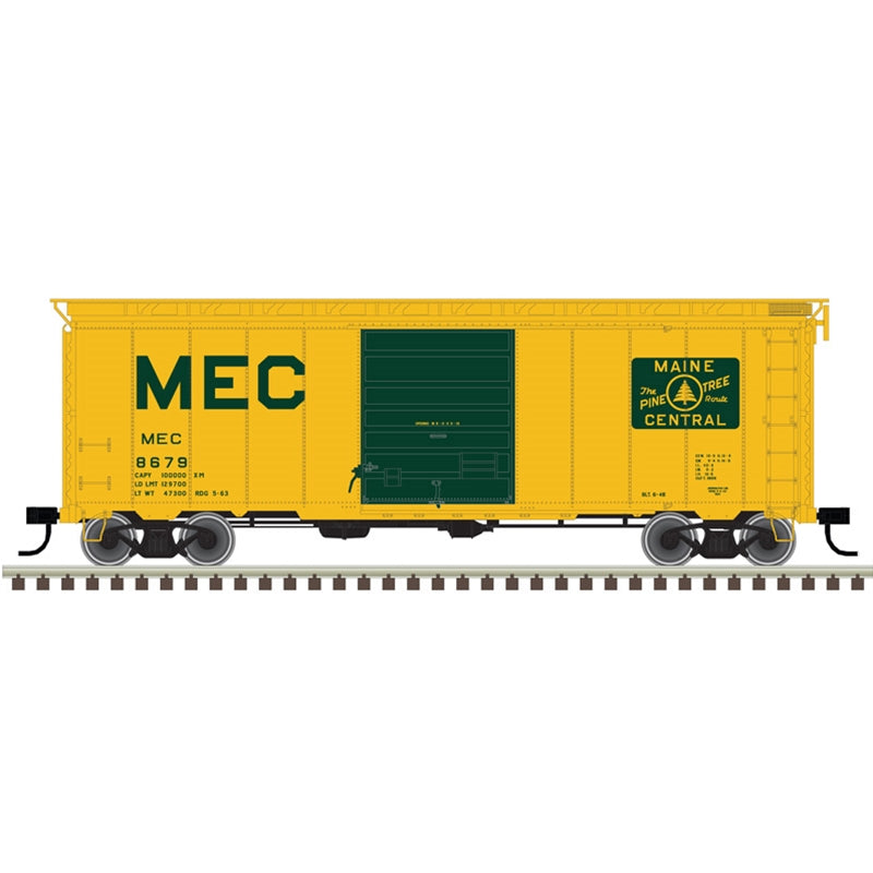 PREORDER Atlas 20006825 HO 40' Postwar Box Car w/ 8' Door Maine Central 8687 (Yellow/Green)